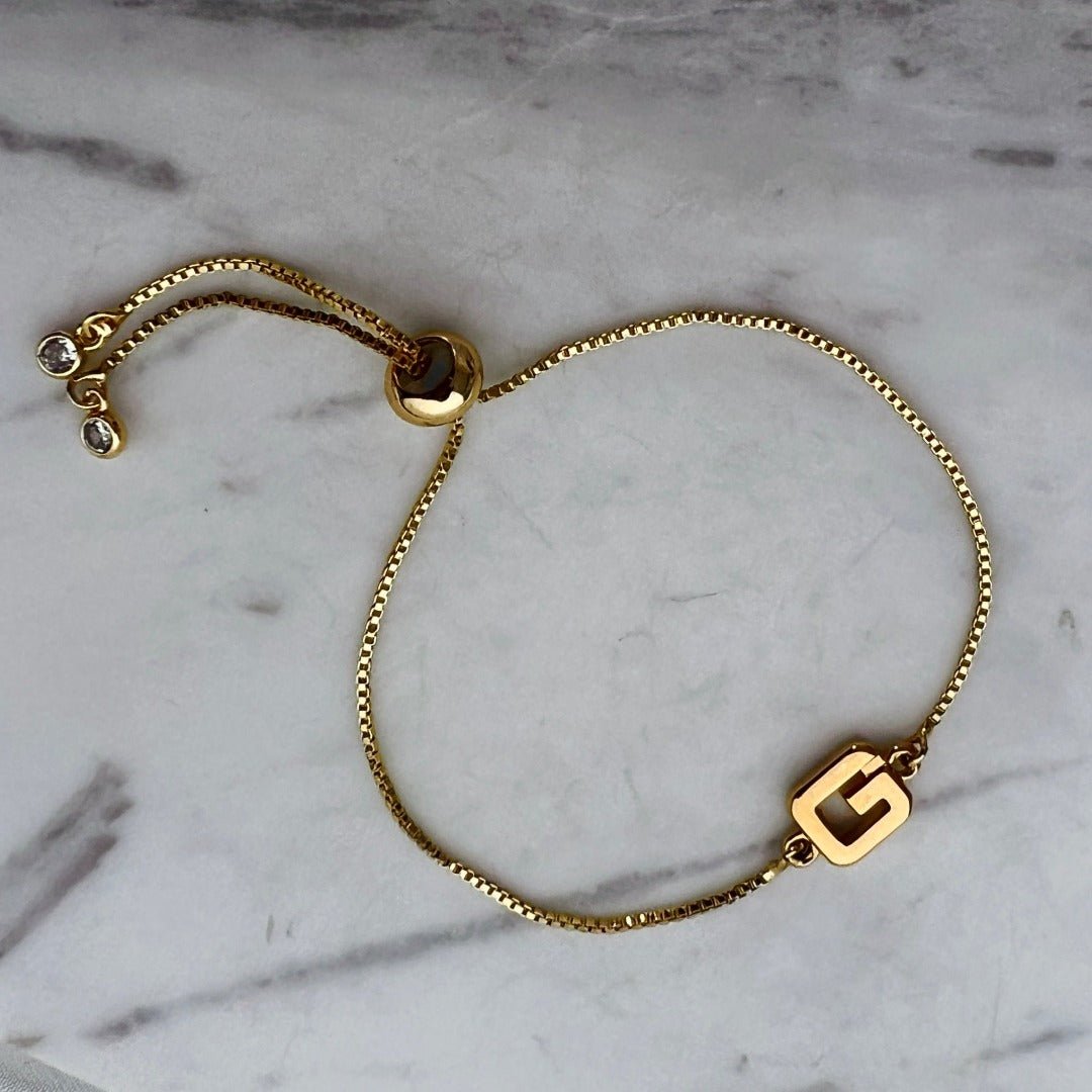 Gold Logo Box-Chain Bracelet