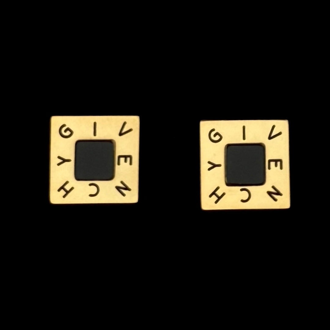 Square Gold & Black Logo Cufflinks