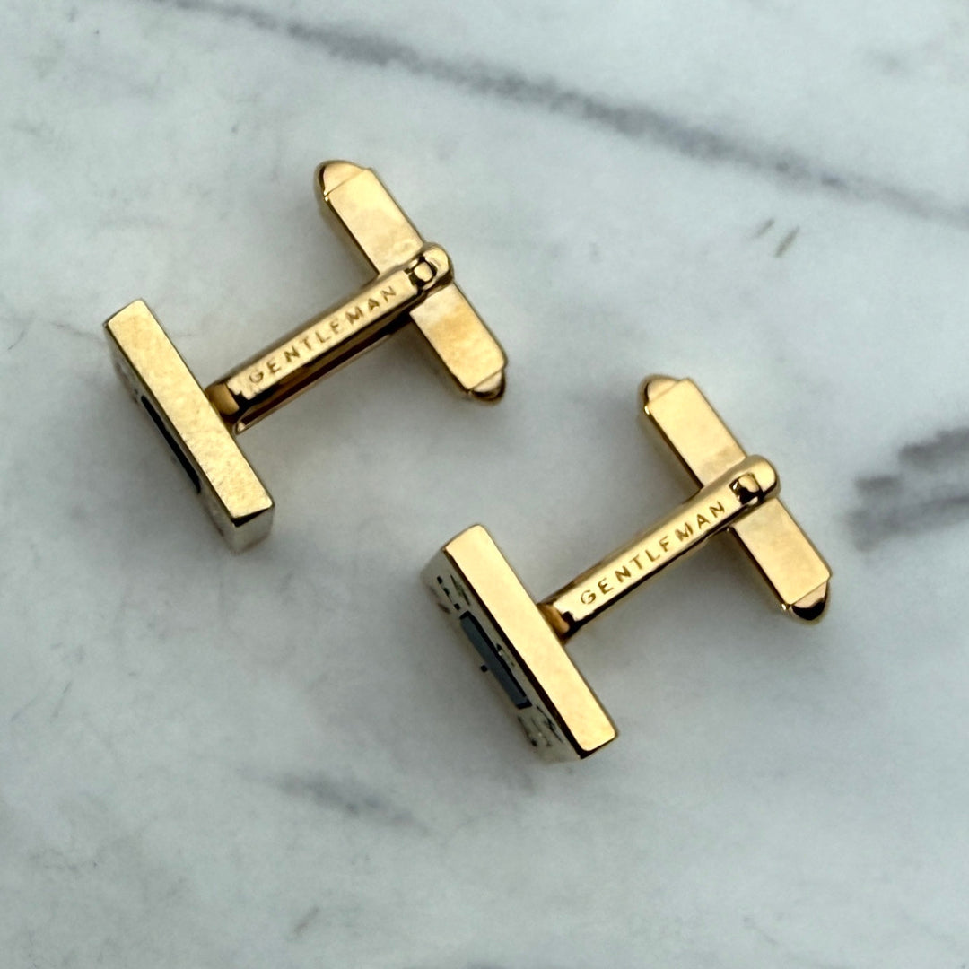 Square Gold & Black Logo Cufflinks