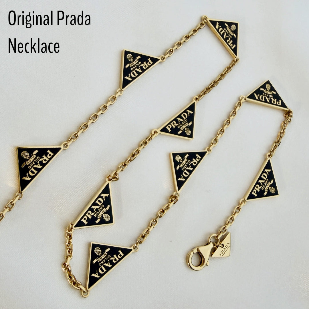 Mini Black & Gold Triangular Logo Choker