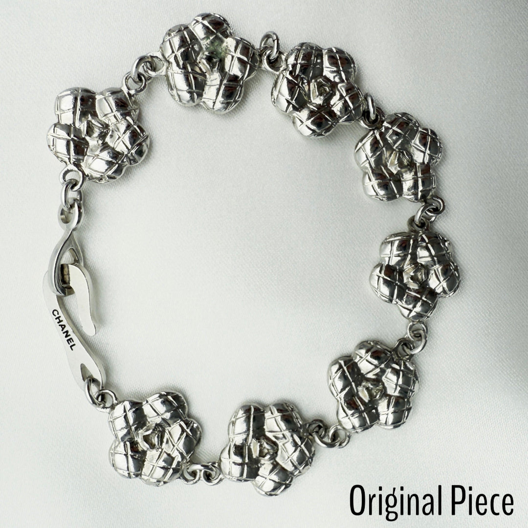 Silver Camelia Cuban Necklace