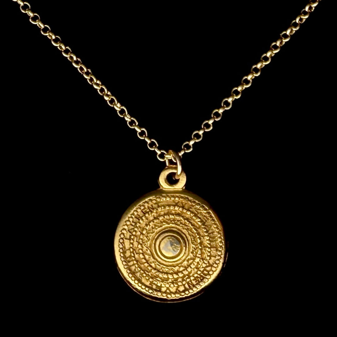 Gold Stamped Medallion Necklace