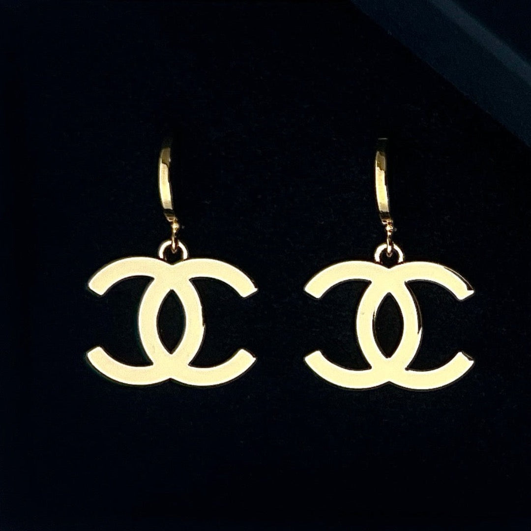 Large Gold Logo Earrings