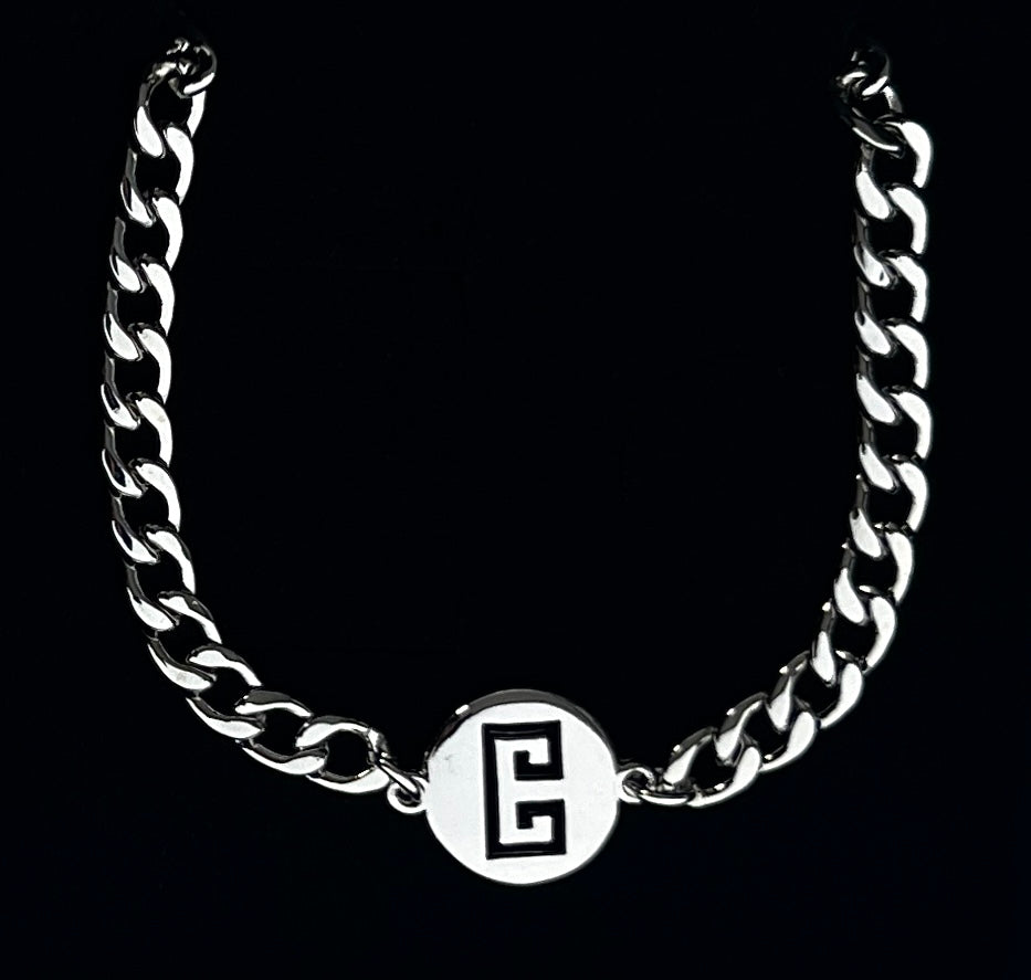 Silver Logo Cuban Choker