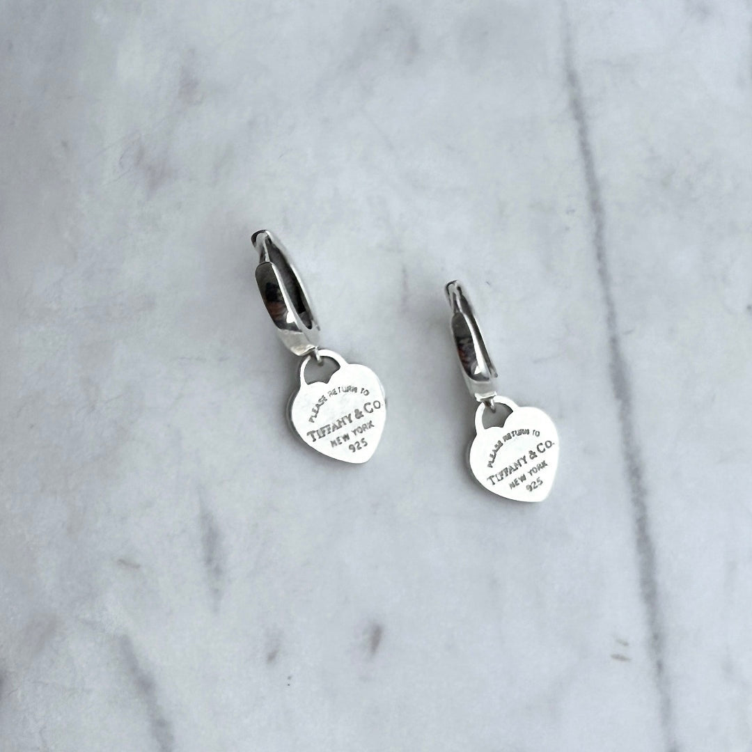 Mini Silver Heart Charm Earrings