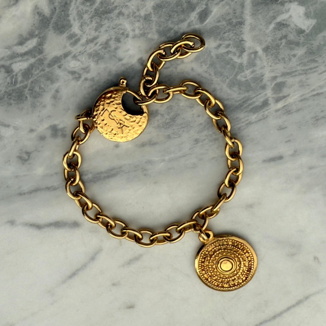 Gold Stamped Medallion Bracelet