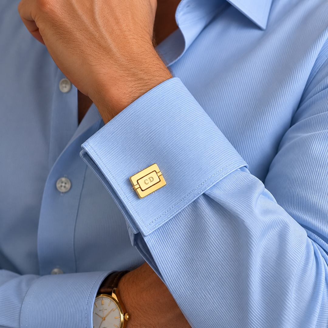 Square Gold Logo Cufflinks