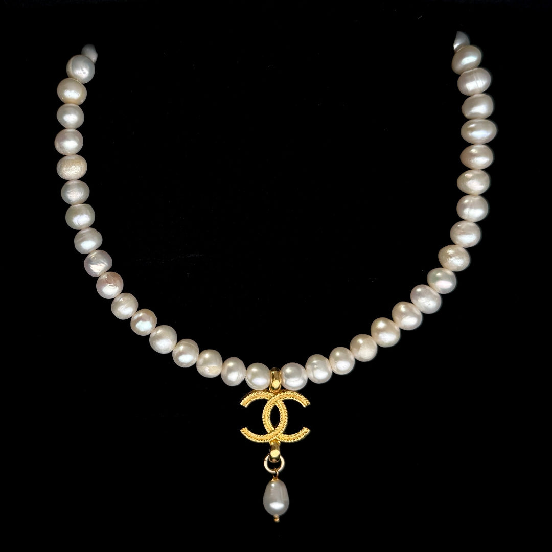 Gold Logo Pearl Choker