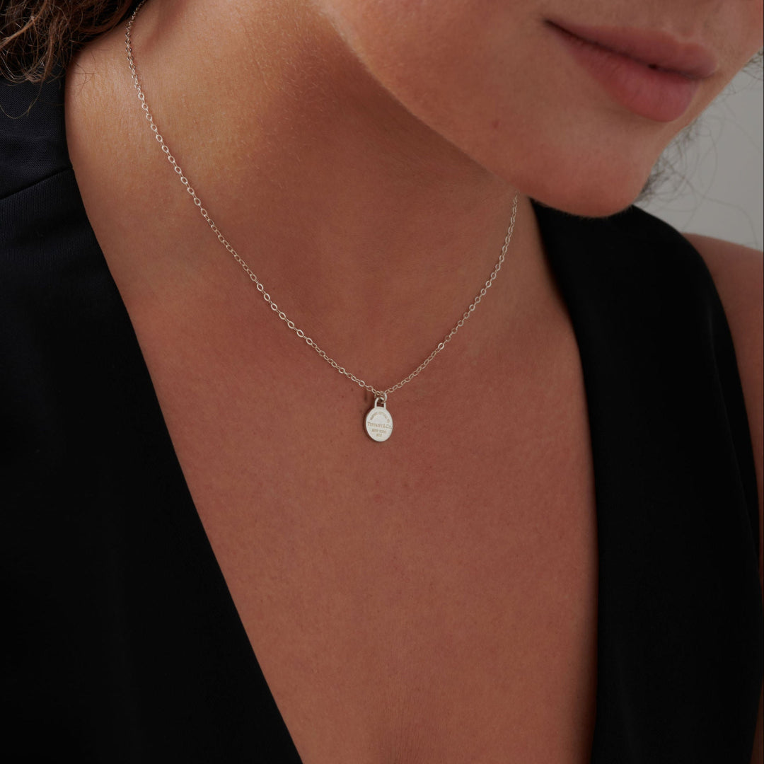 Mini Silver Circular Charm Necklace