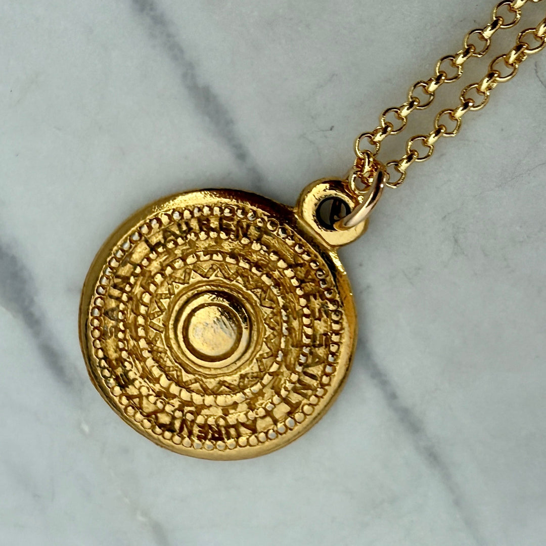 Gold Stamped Medallion Necklace