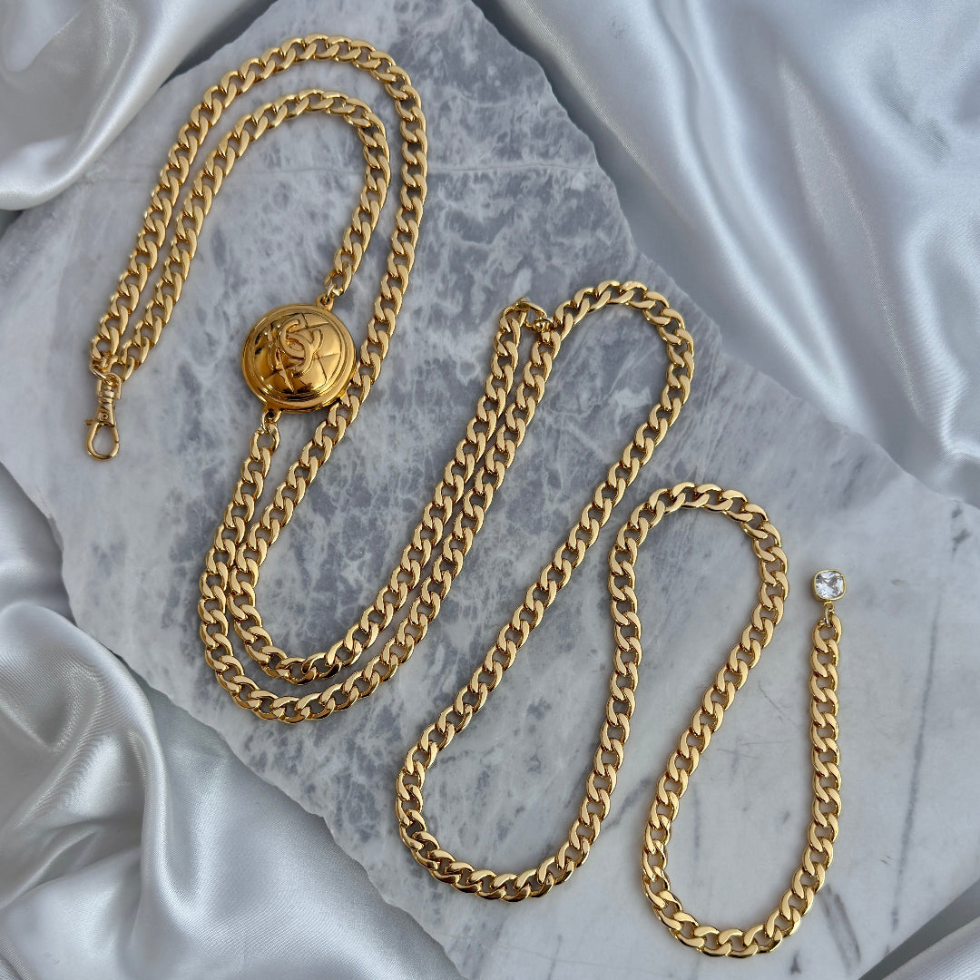 Gold Quilted Link Belt / Necklace