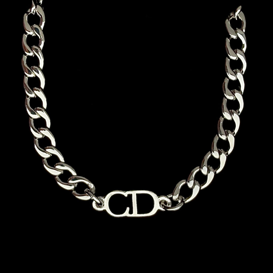 Silver Logo Cuban Choker