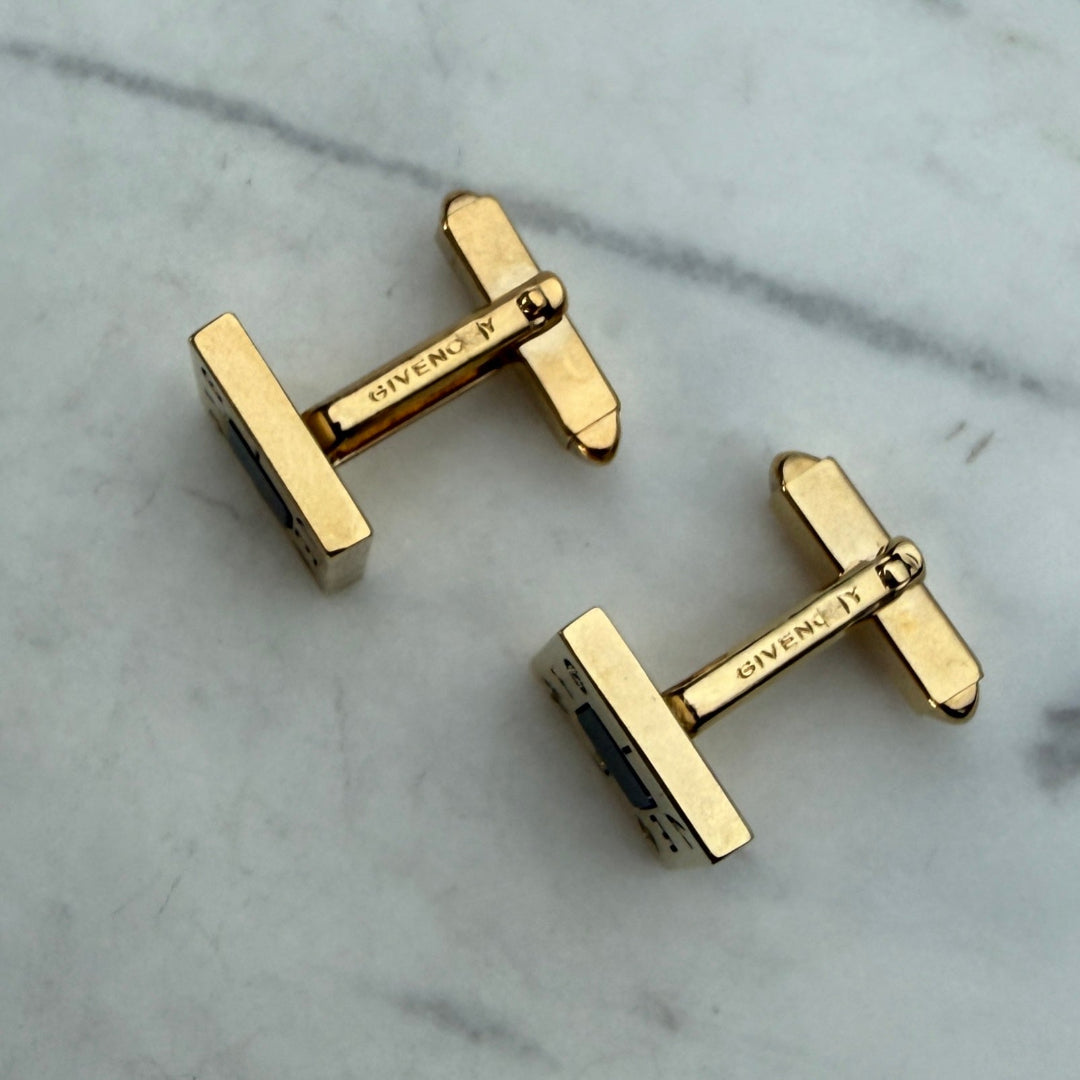 Square Gold & Black Logo Cufflinks