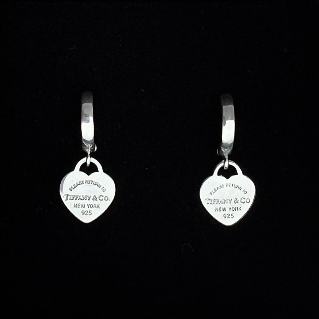 Mini Silver Heart Charm Earrings