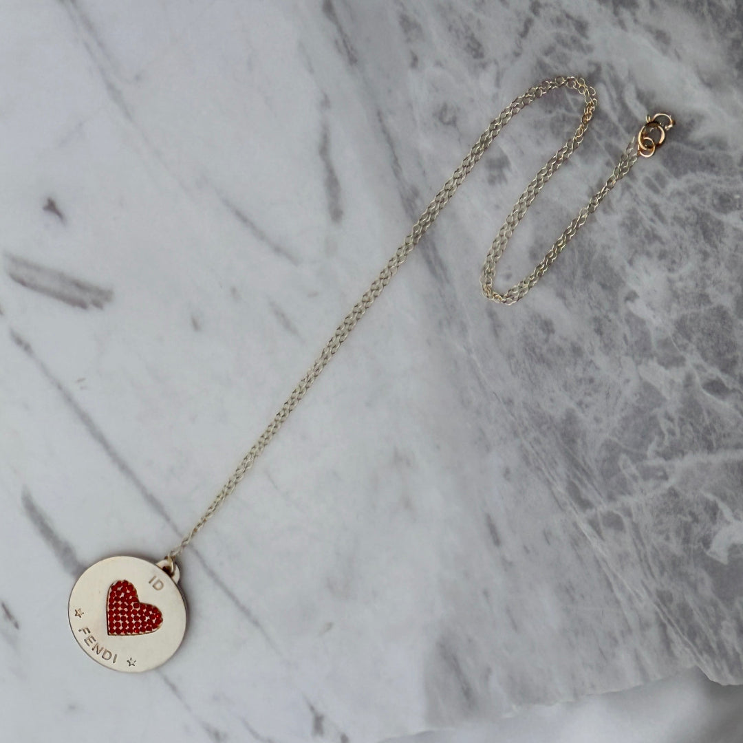 Light Gold Red Heart Logo Necklace