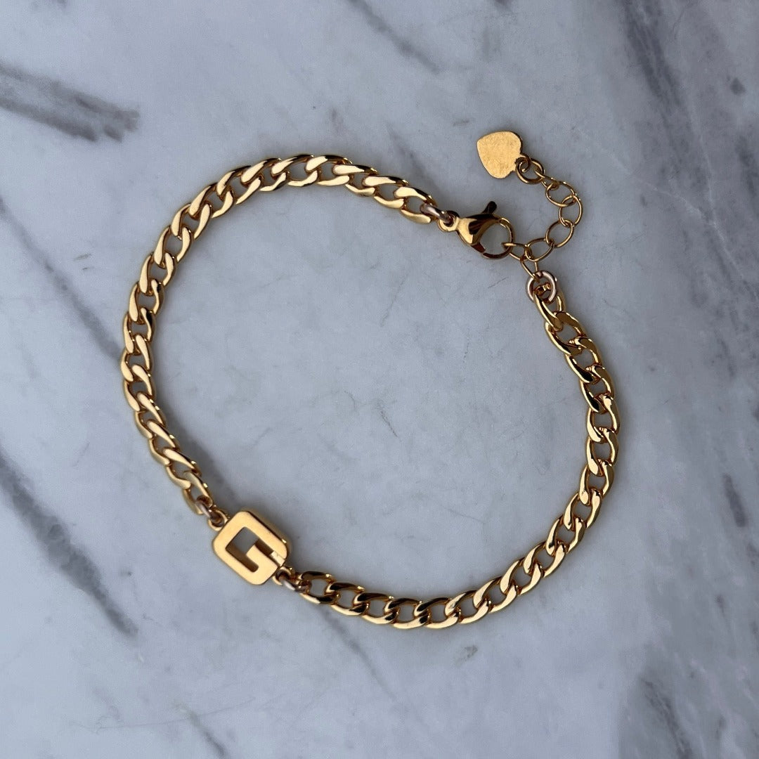 Gold Logo Cuban Bracelet