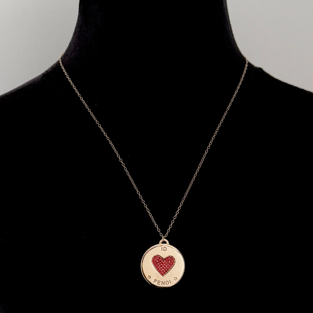 Light Gold Red Heart Logo Necklace