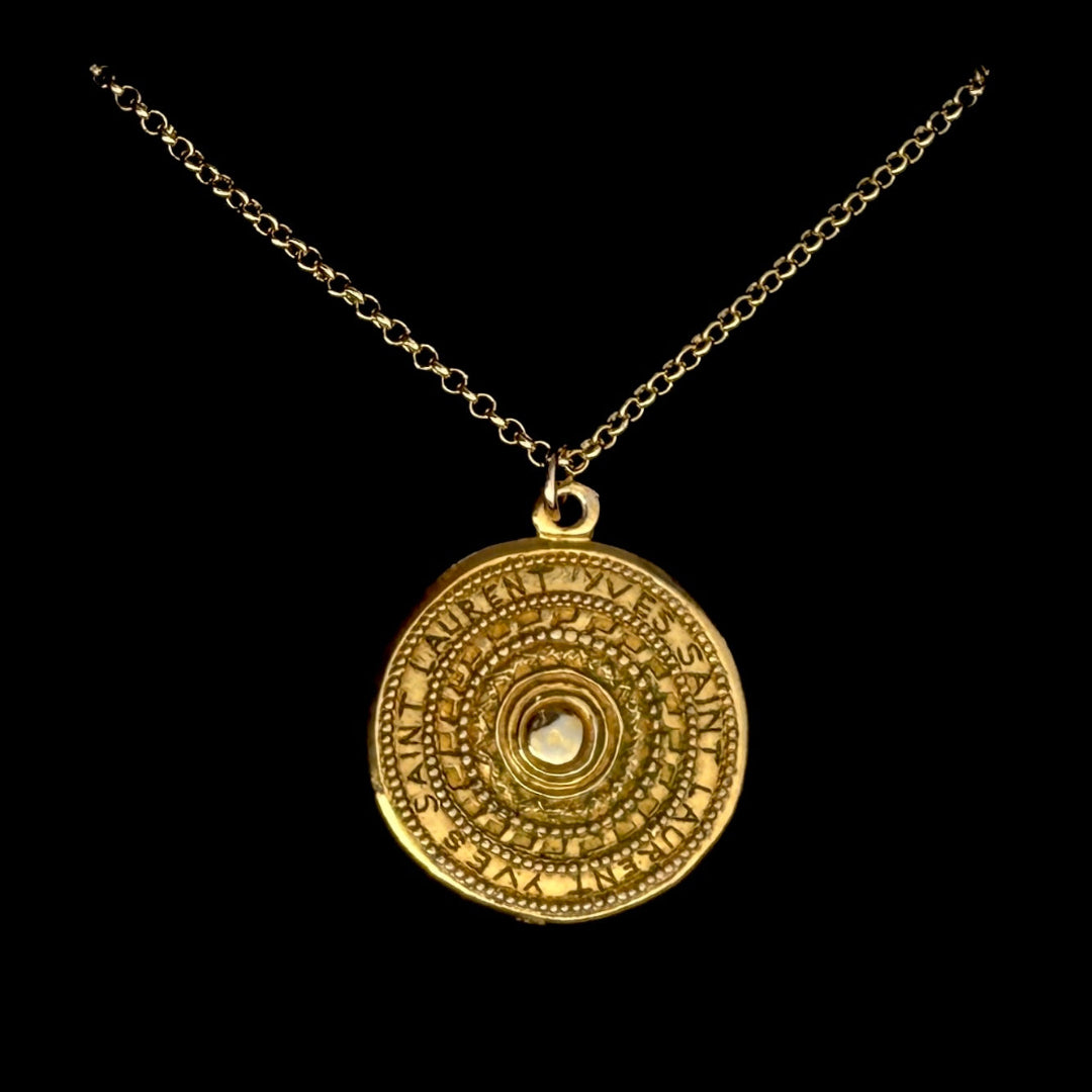 Large Gold Stamped Medallion Necklace