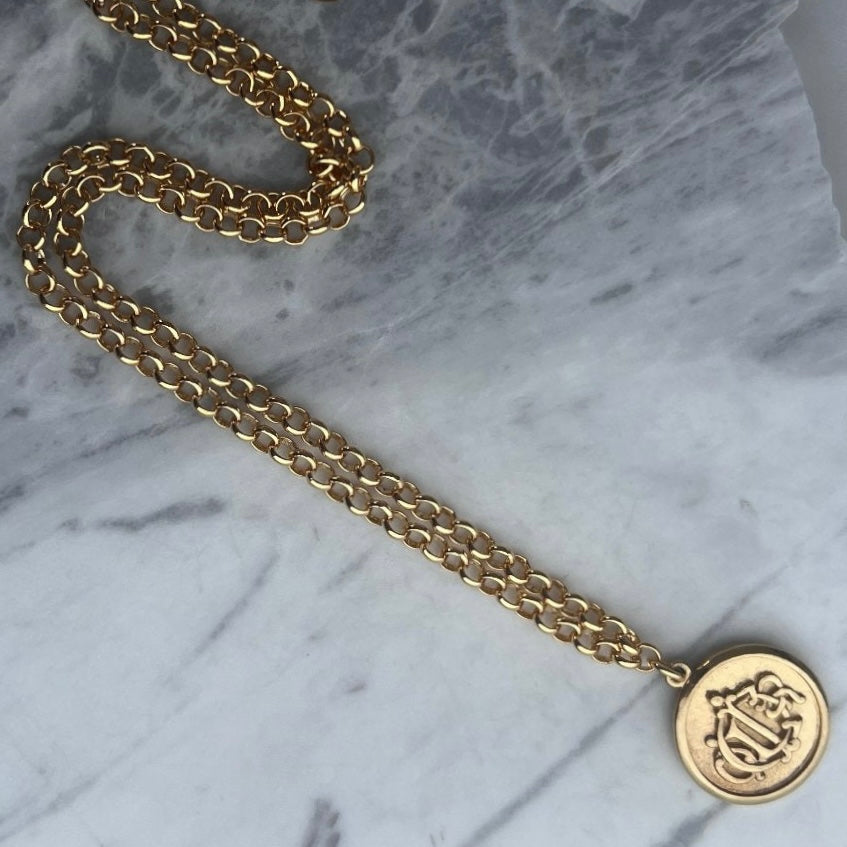 Gold Round Medallion Necklace