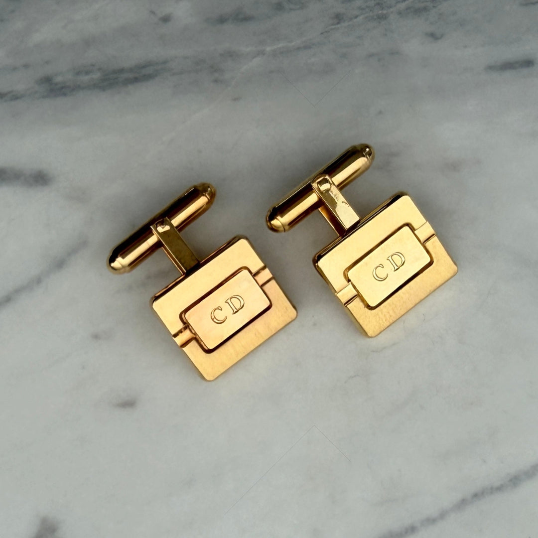 Square Gold Logo Cufflinks