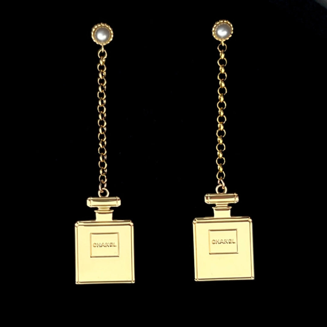 Gold Perfume Bottle Earrings