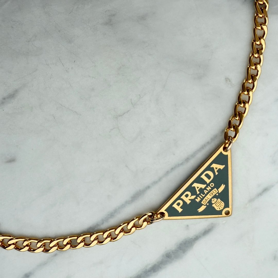 Small Gold & Grey Triangular Logo Choker