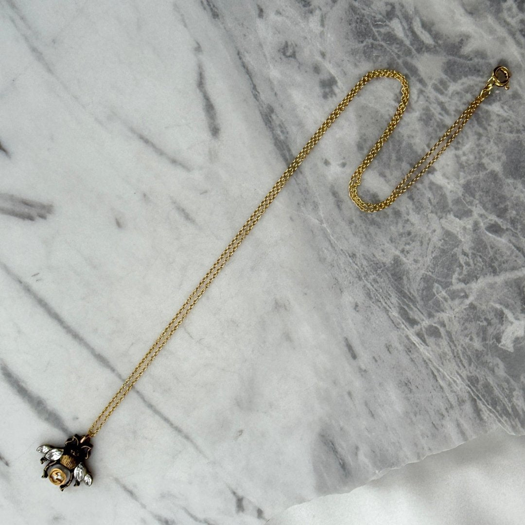 Gold Gem Bee Necklace