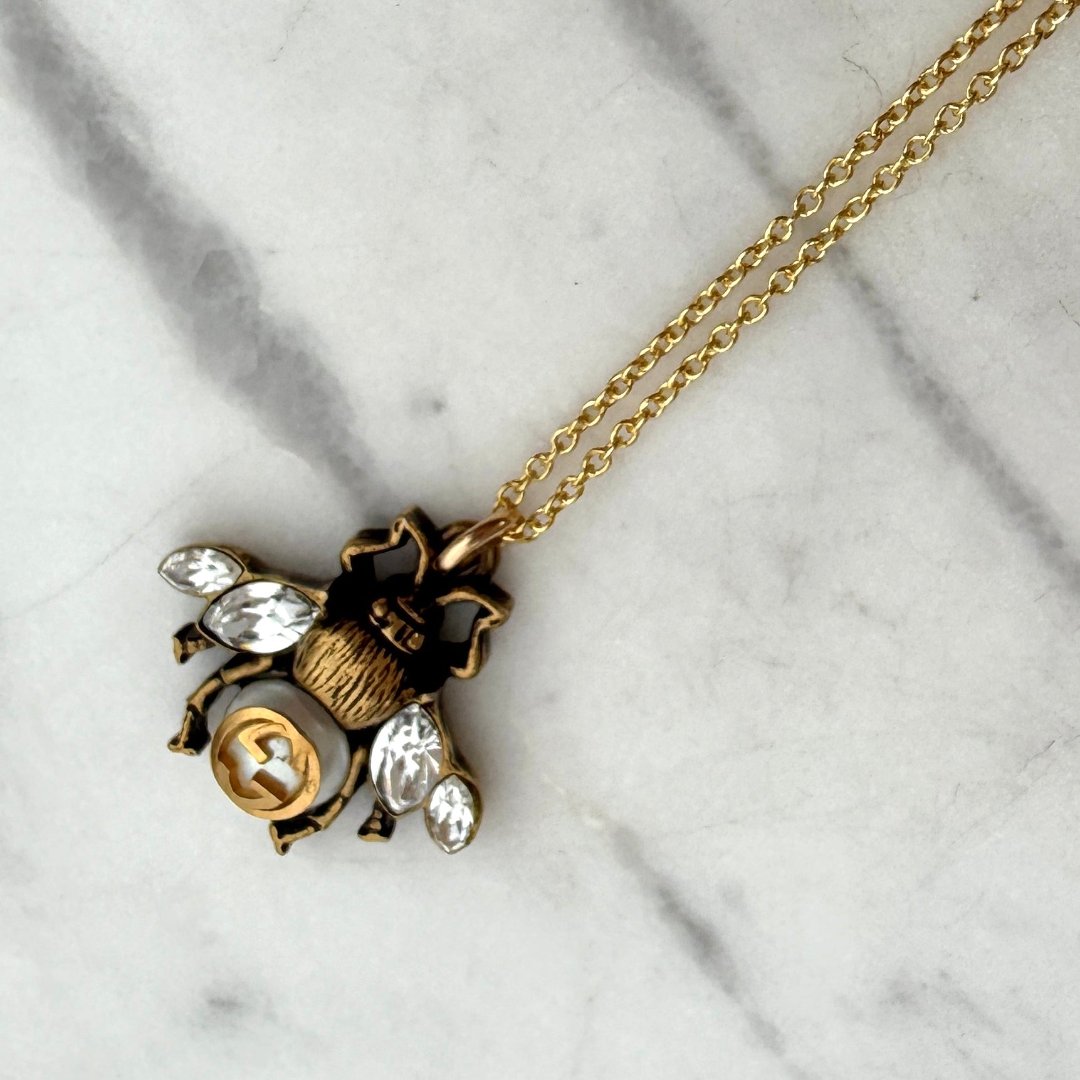 Gold Gem Bee Necklace