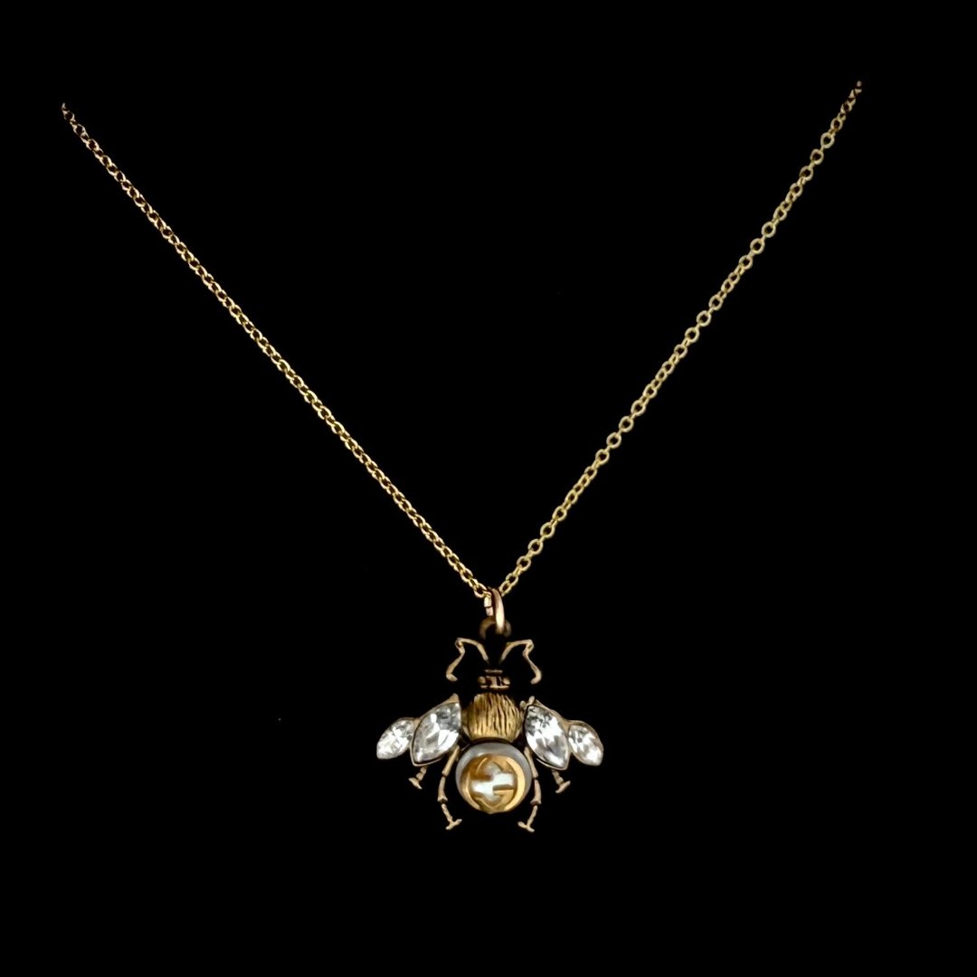 Gold Gem Bee Necklace