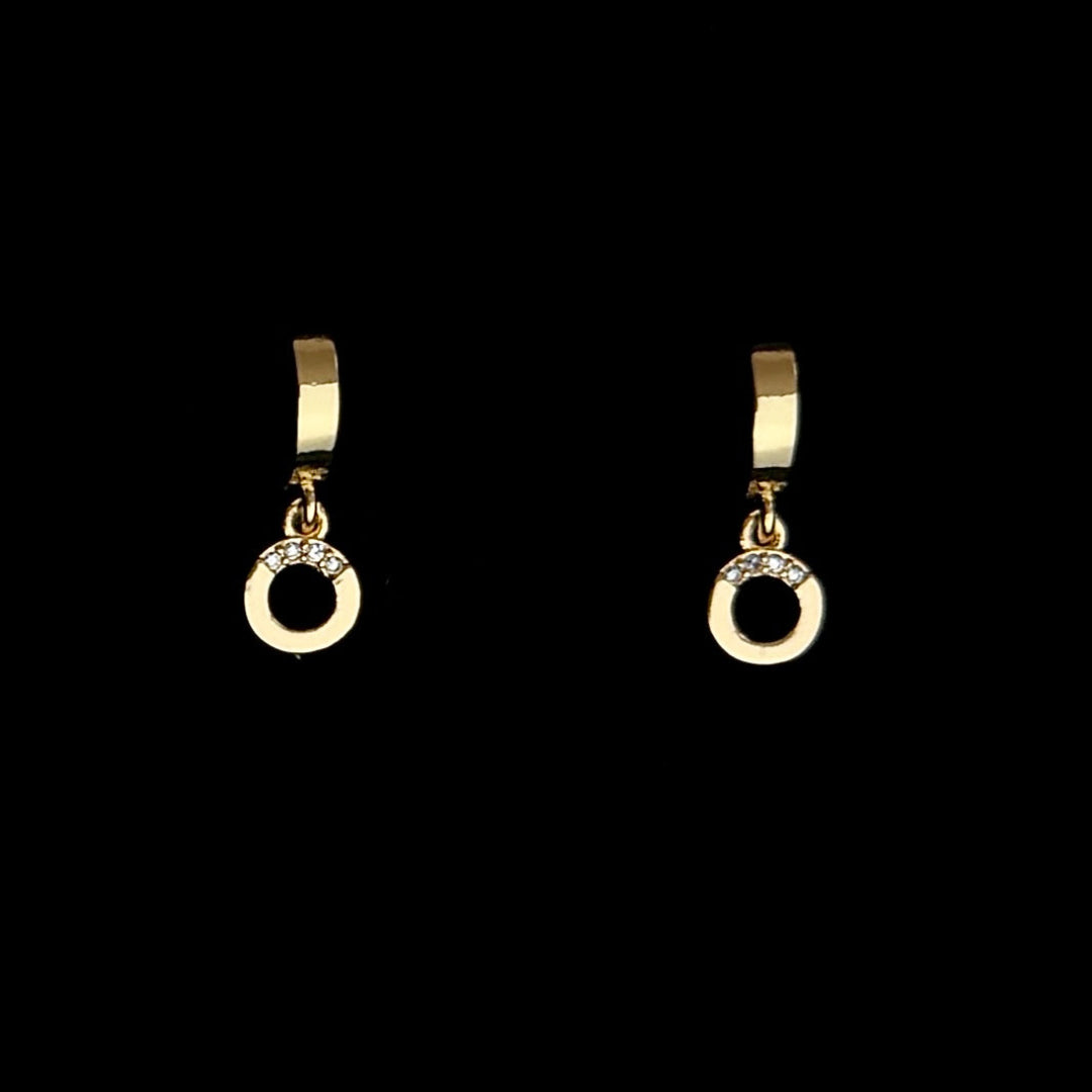 Mini Gold Hoops with Gem Charm