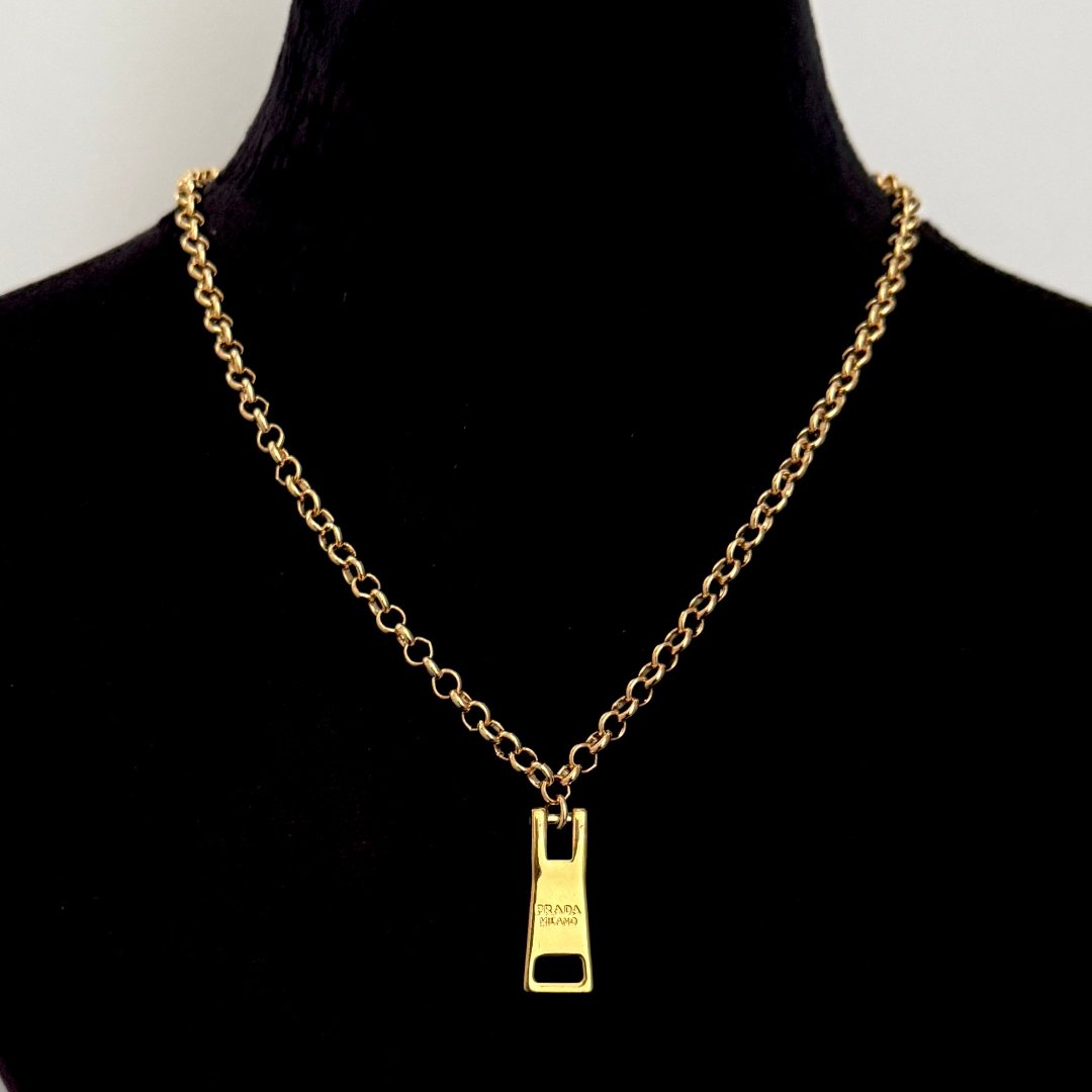 Gold Zipper Pull Necklace