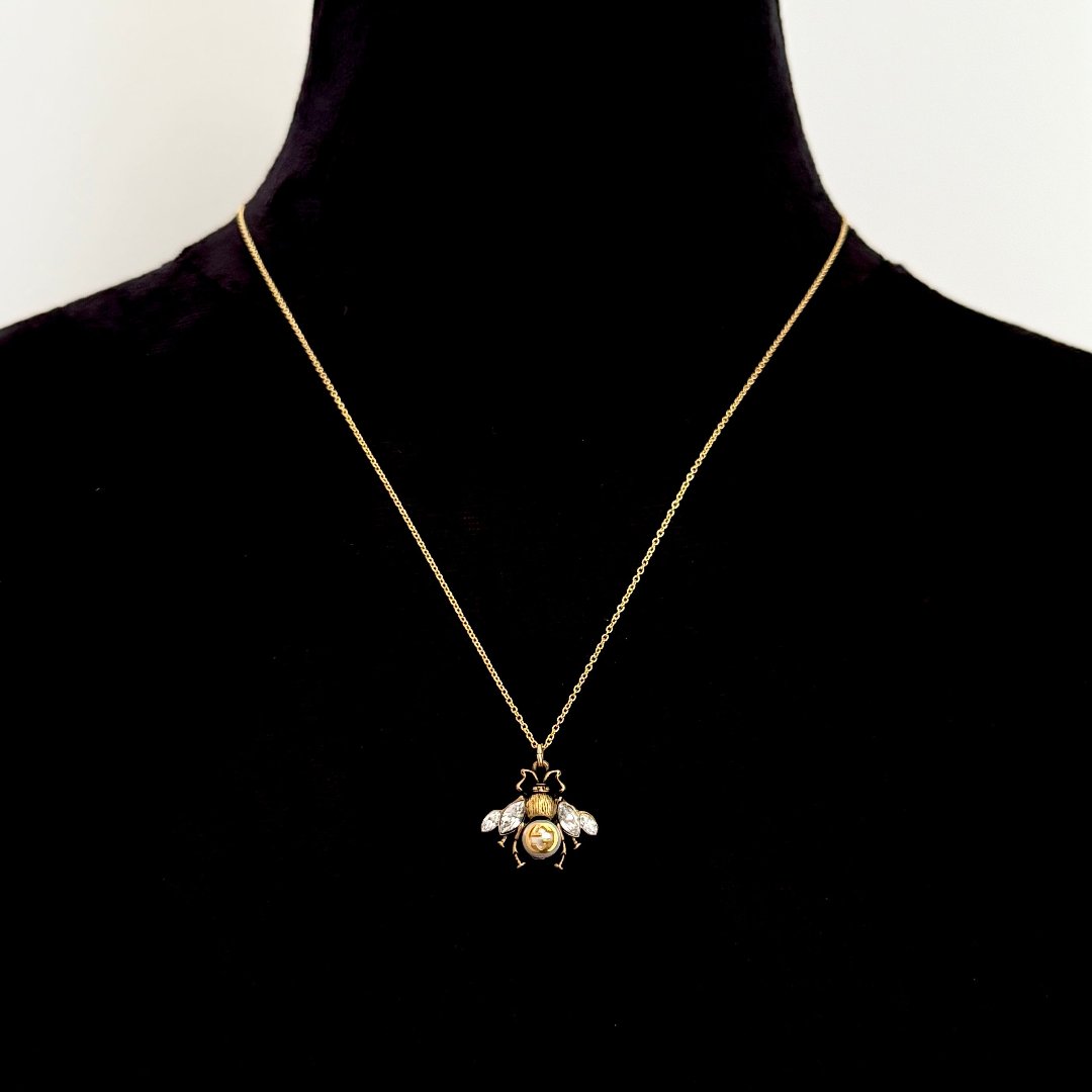 Gold Gem Bee Necklace