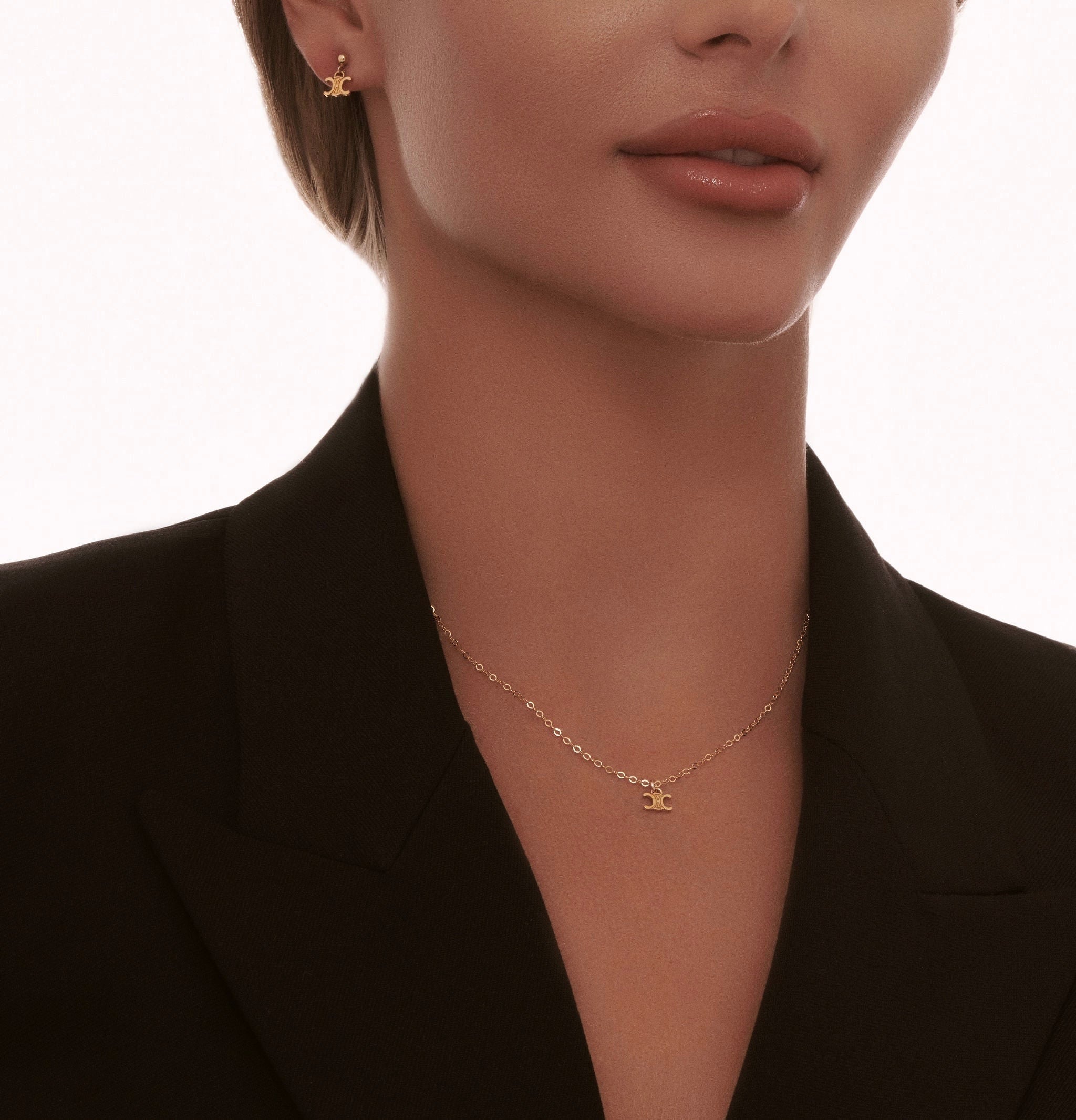 Mini Gold Logo Stud Earrings