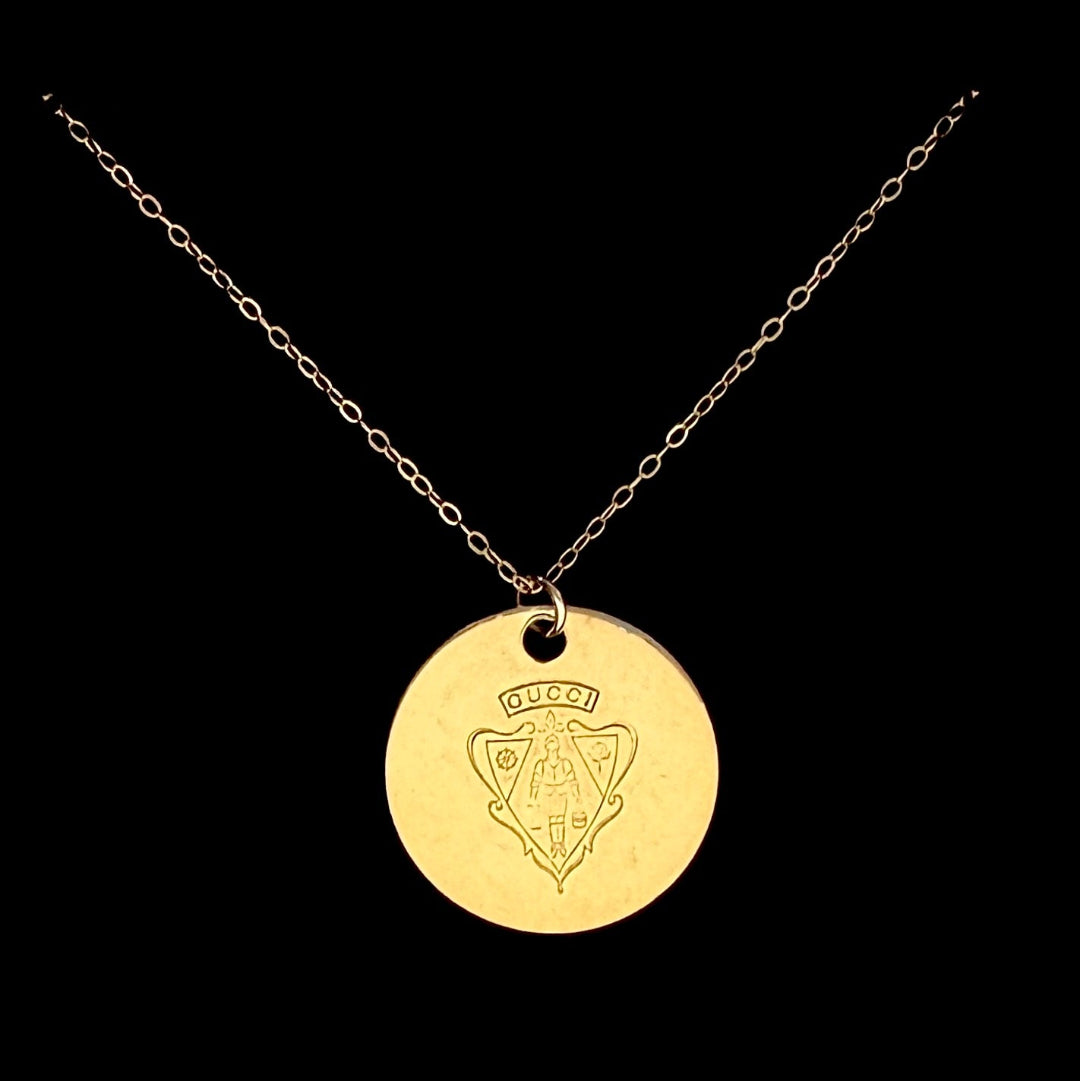 Round Gold Embossed Necklace