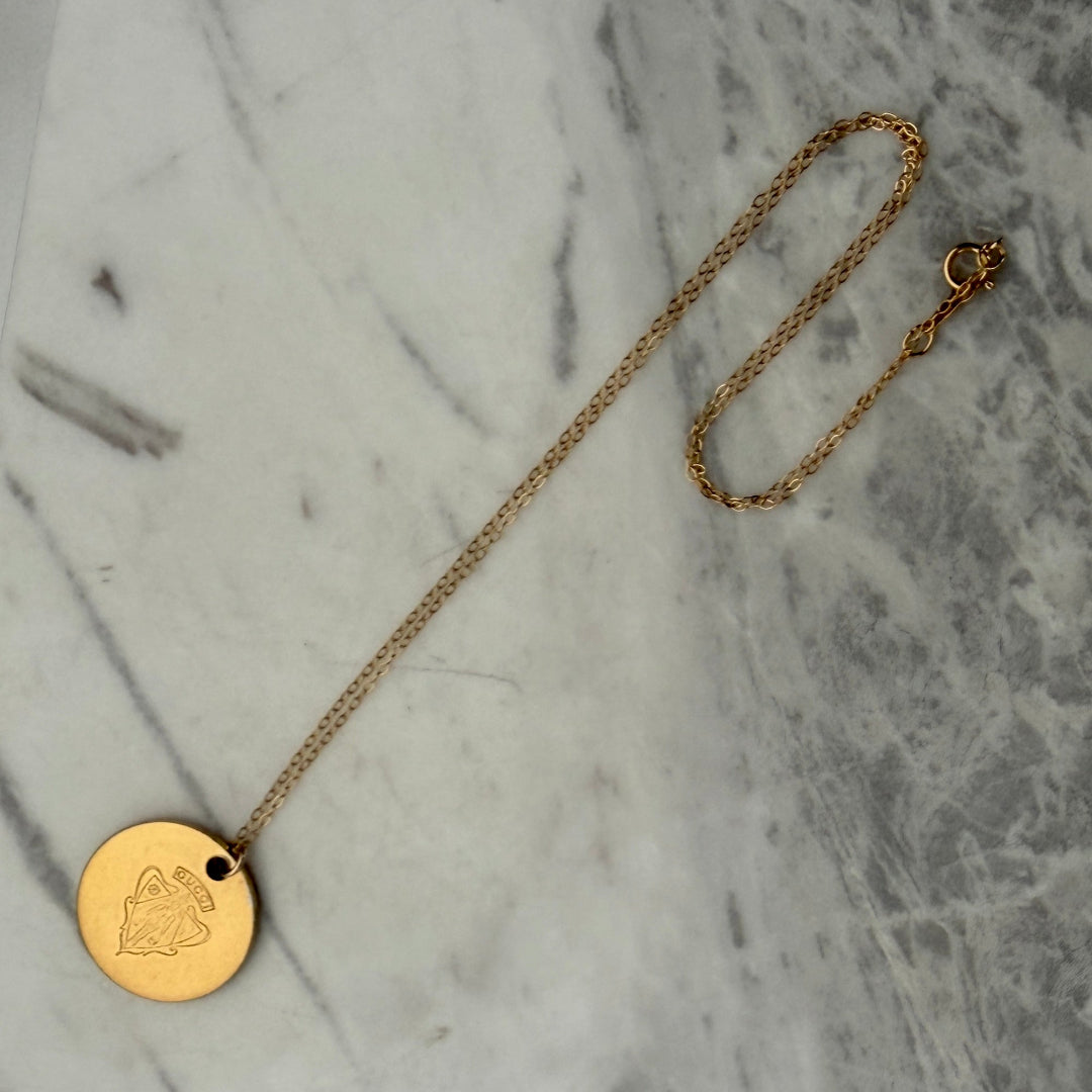 Round Gold Embossed Necklace