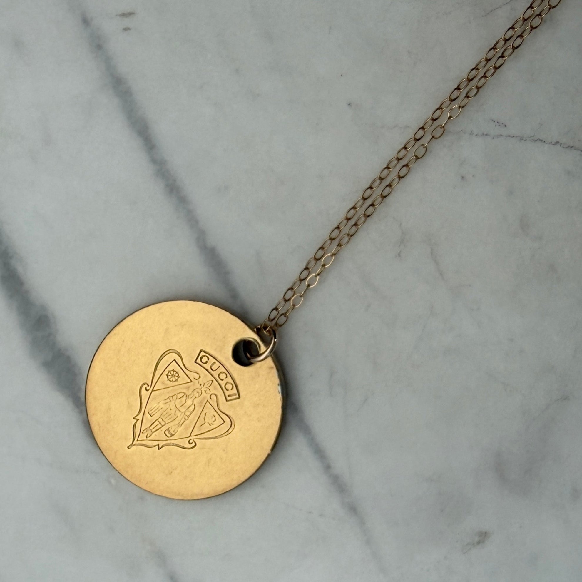 Round Gold Embossed Necklace