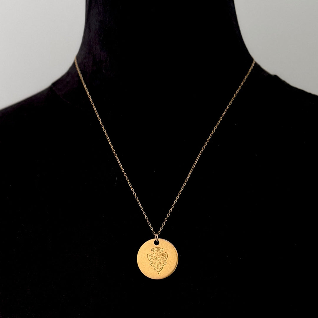 Round Gold Embossed Necklace
