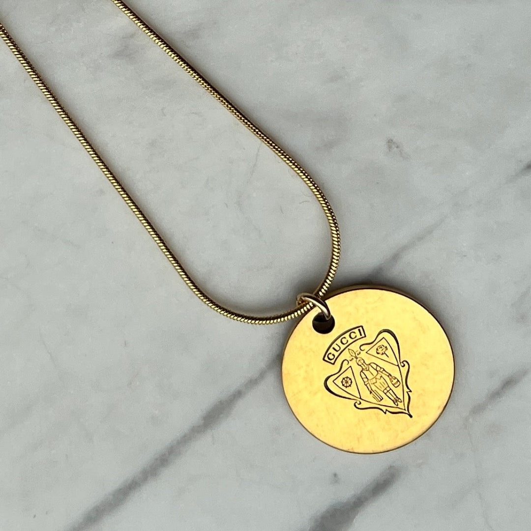 Round Gold Embossed Necklace