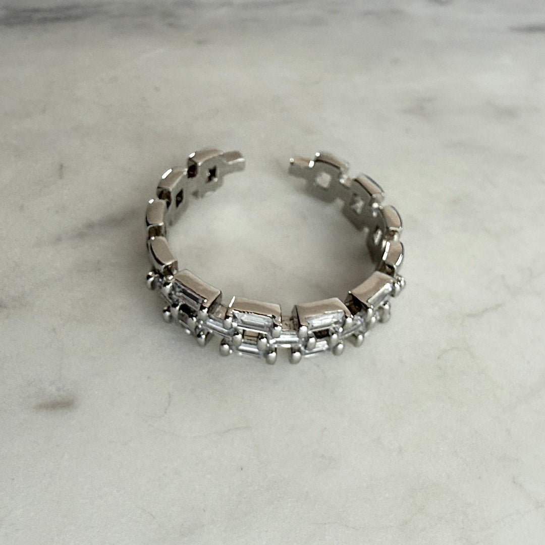 Silver Panther CZ Ring