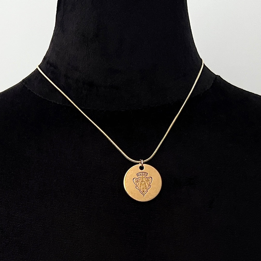Round Gold Embossed Necklace