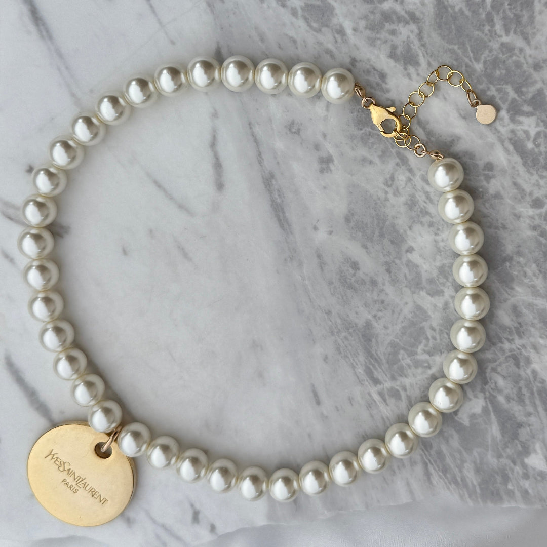 Statement Round Logo Pearl Choker