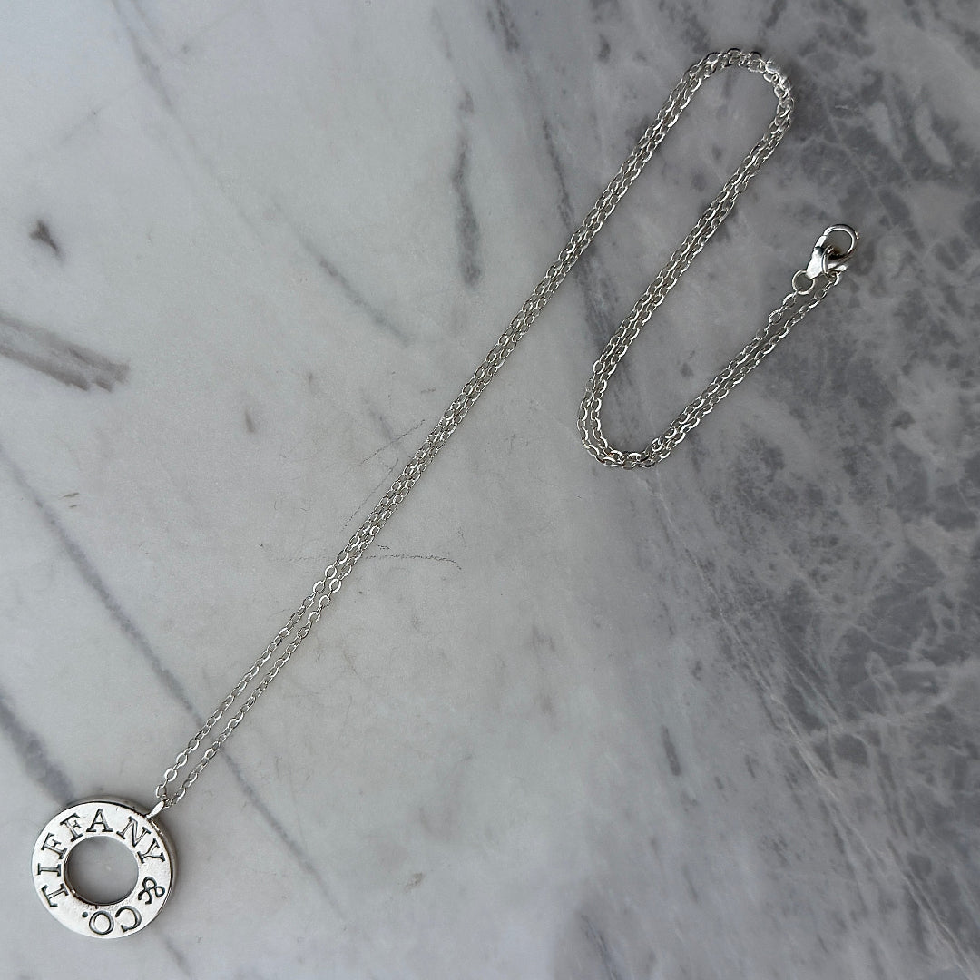 Silver Round Donut Logo Necklace