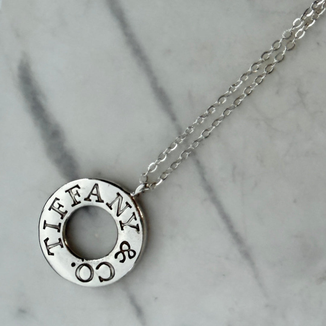 Silver Round Donut Logo Necklace