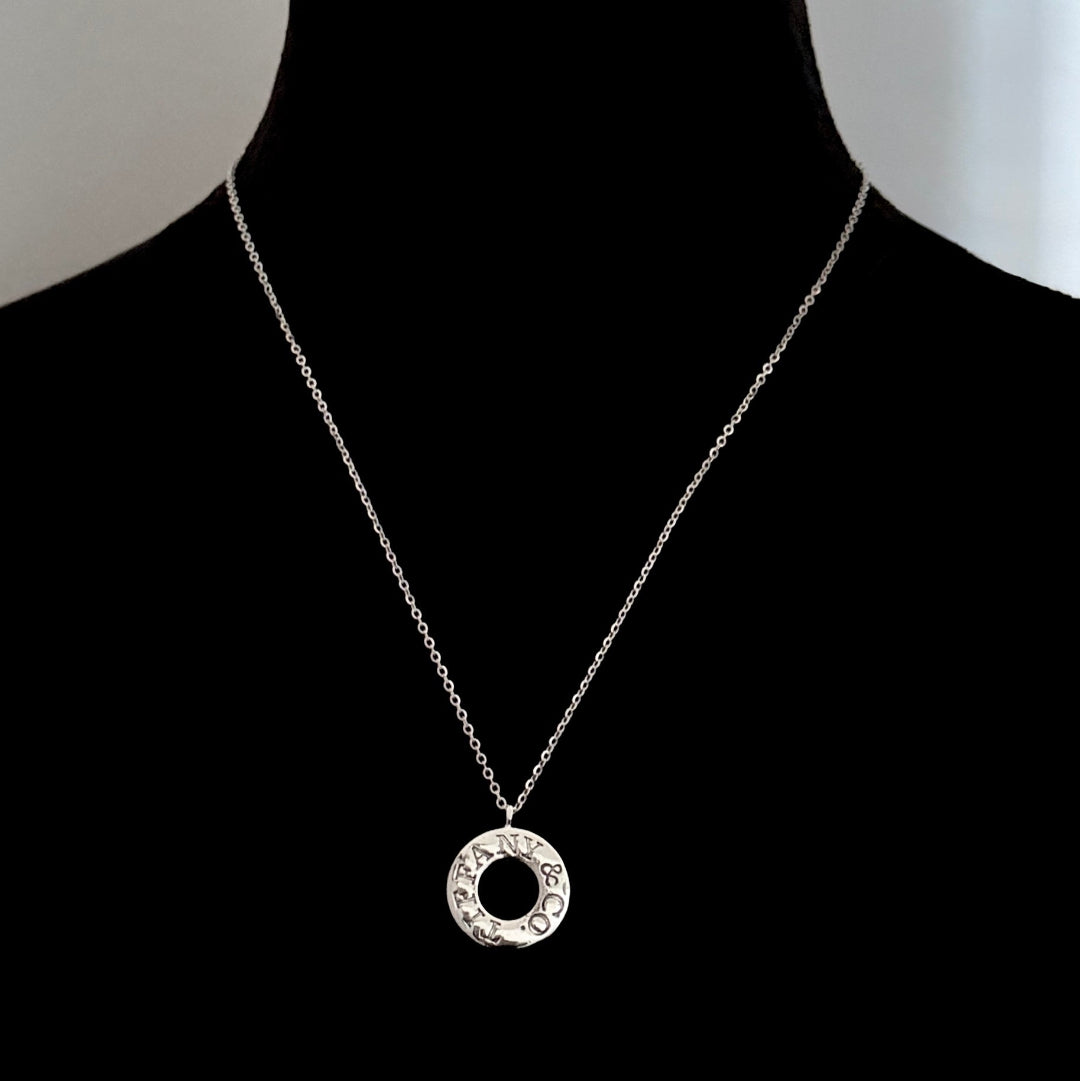 Silver Round Donut Logo Necklace