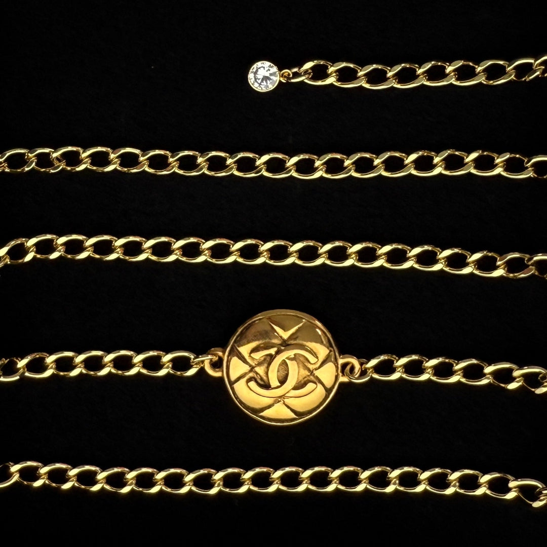 Gold Quilted Link Belt / Necklace