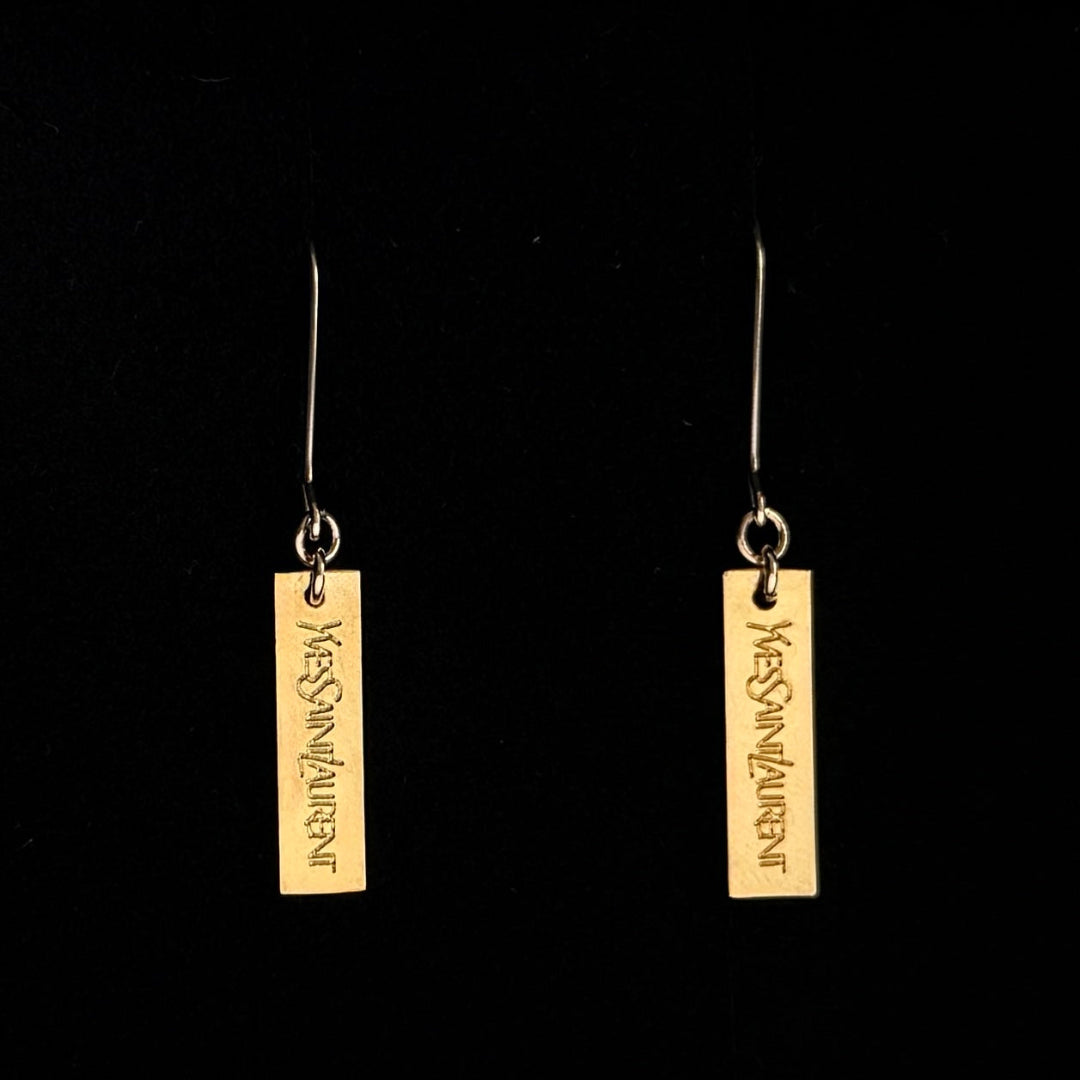 Gold Bar Logo Earrings