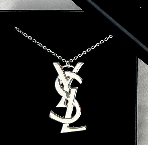 Repurposed YSL Logo Necklace