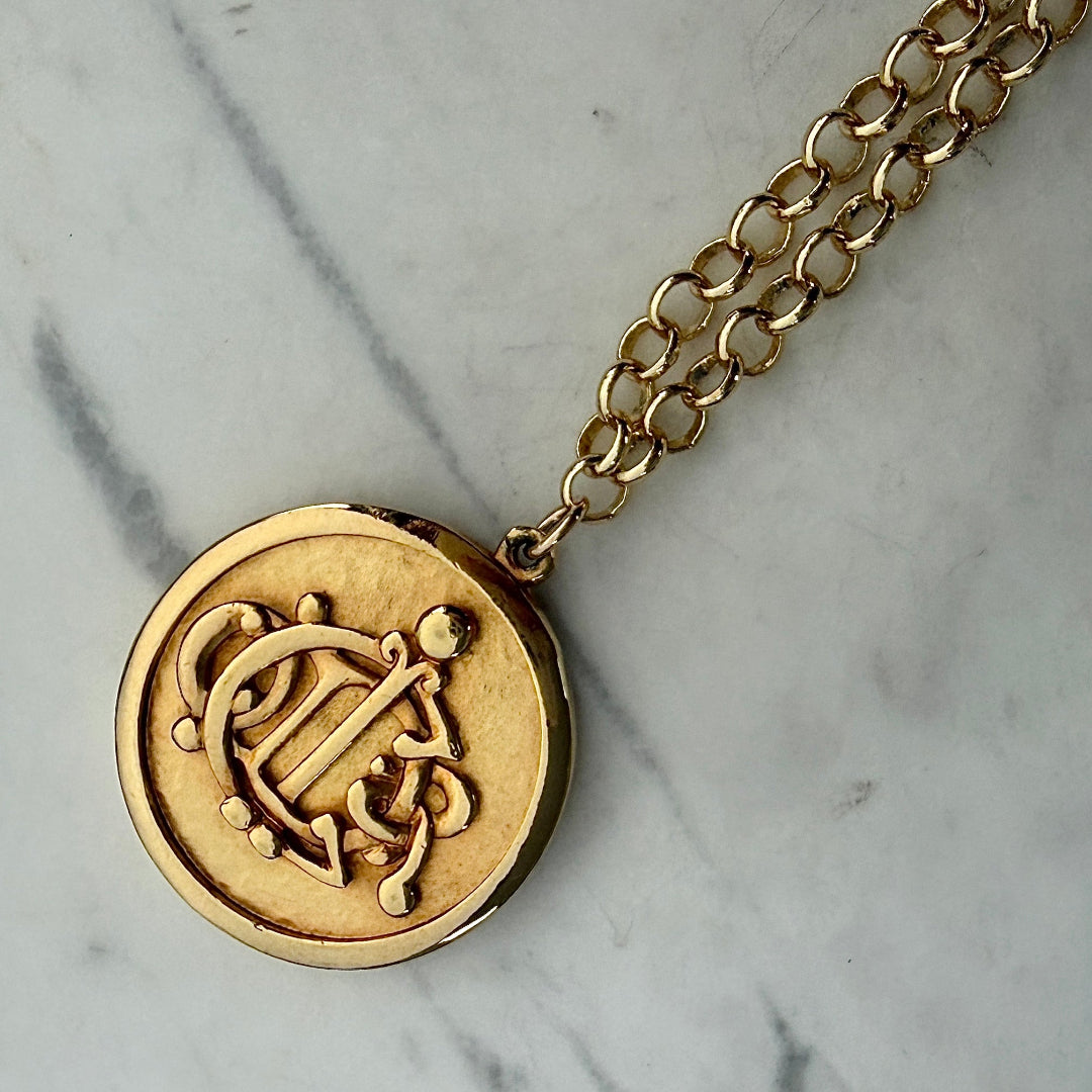 Statement Gold Round Medallion Long Necklace