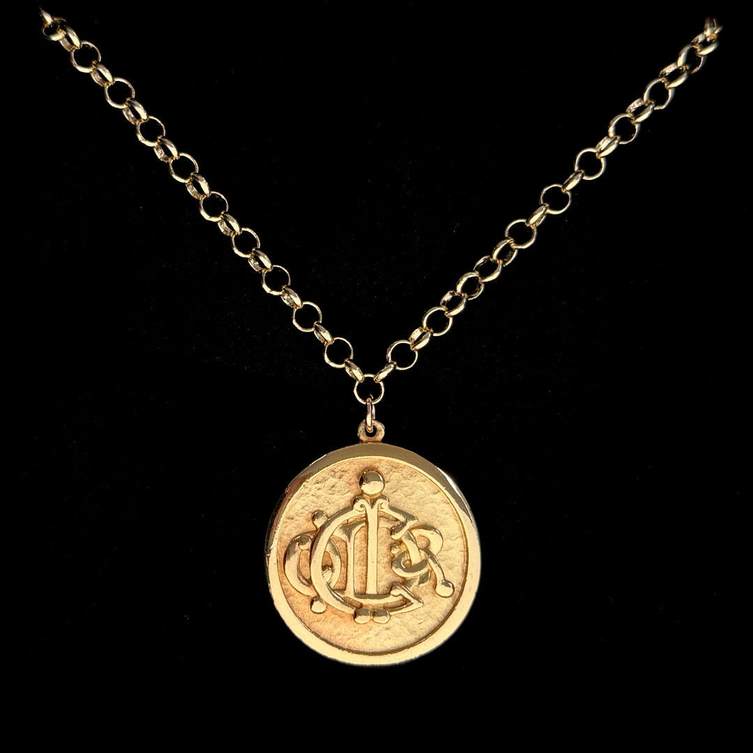 Statement Gold Round Medallion Long Necklace