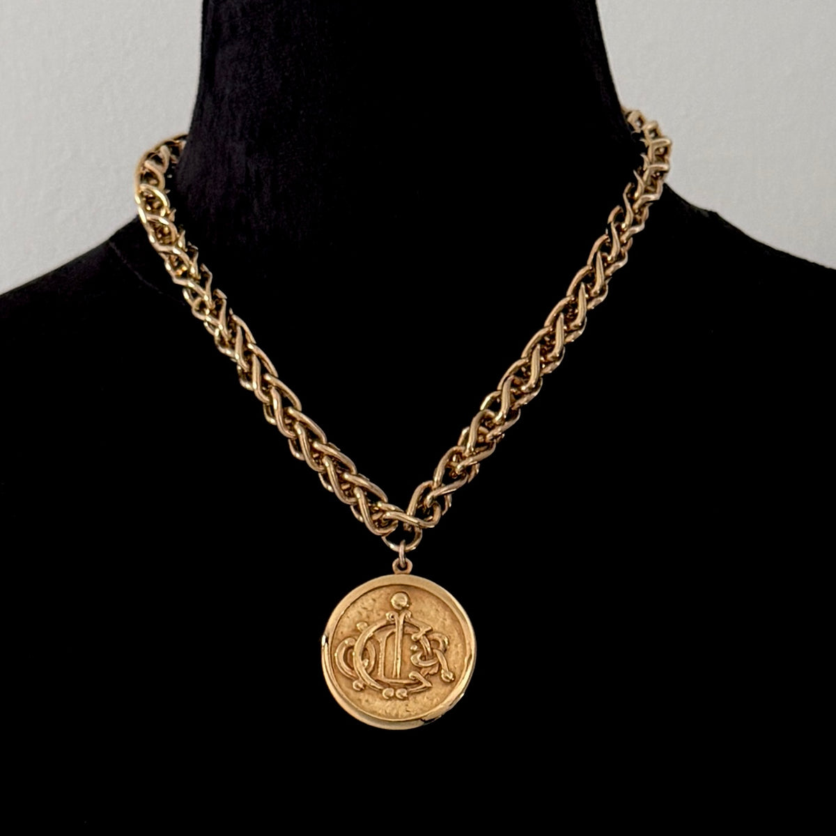 Statement Gold Round Medallion Necklace